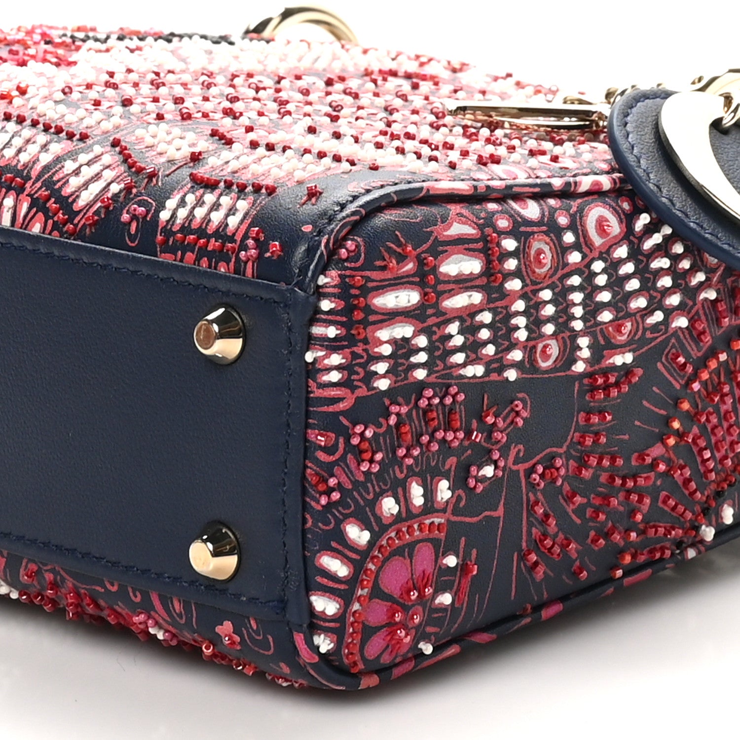 Christian Dior Smooth Calfskin Beaded Animals Mini Lady Dior Deep Blue Fuchsia 10 of 10