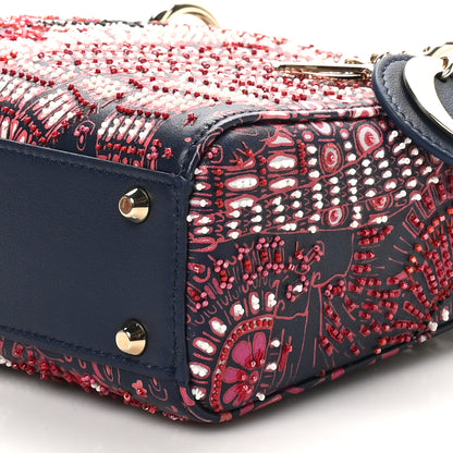 Christian Dior Smooth Calfskin Beaded Animals Mini Lady Dior Deep Blue Fuchsia 10 of 10