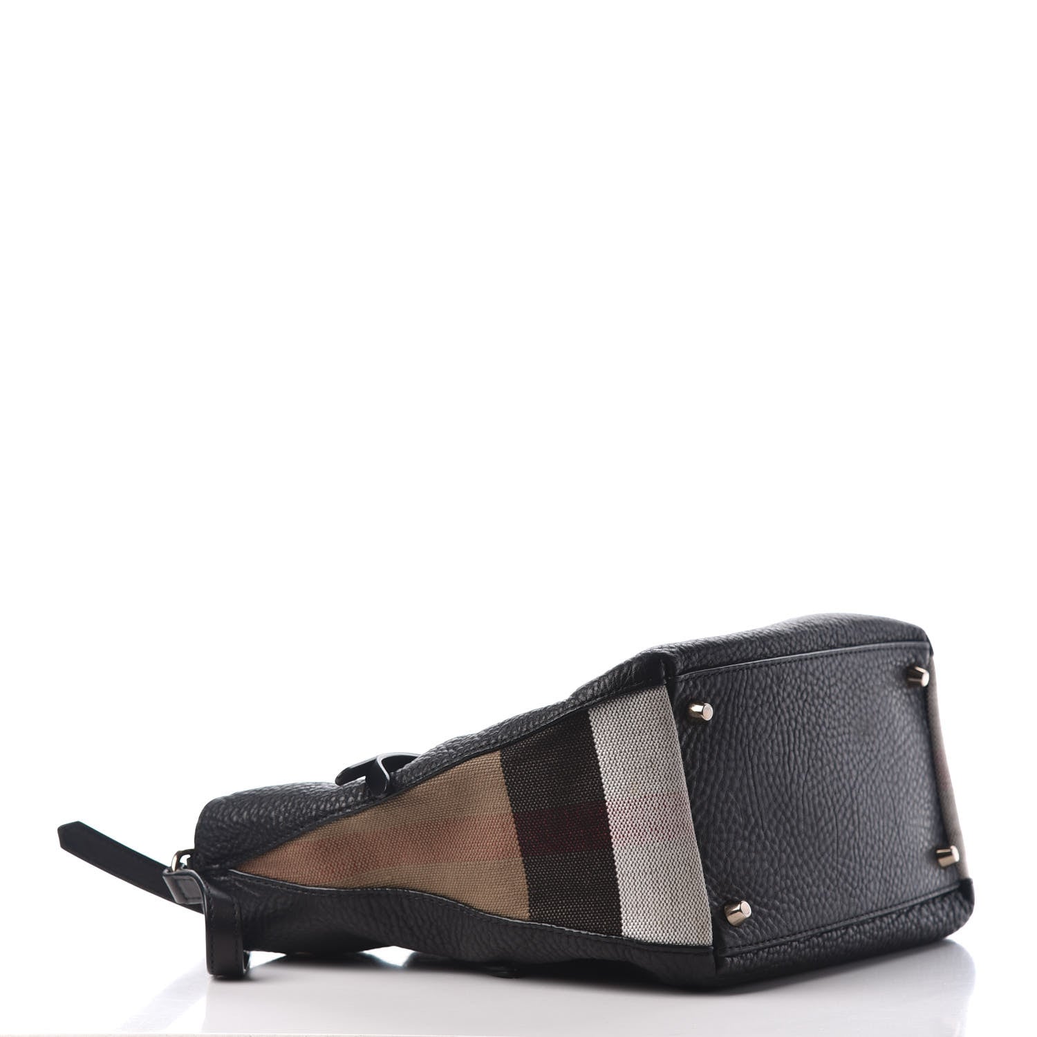 Burberry Grainy Calfskin House Check Small Maidstone Black 4 of 9