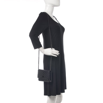 Chanel Sheepskin Chevron Reissue Wallet On Chain WOC So Black 2 of 10