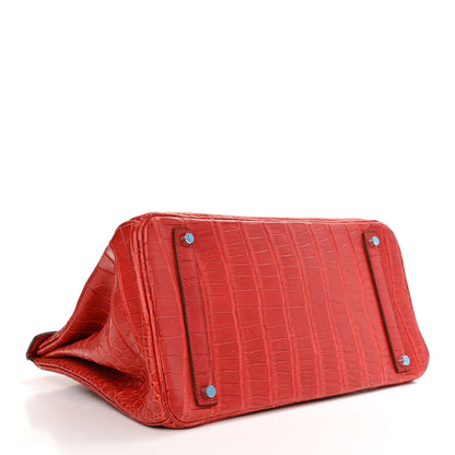 Hermes Matte Porosus Crocodile Birkin 35 Bougainvillea 4 of 12
