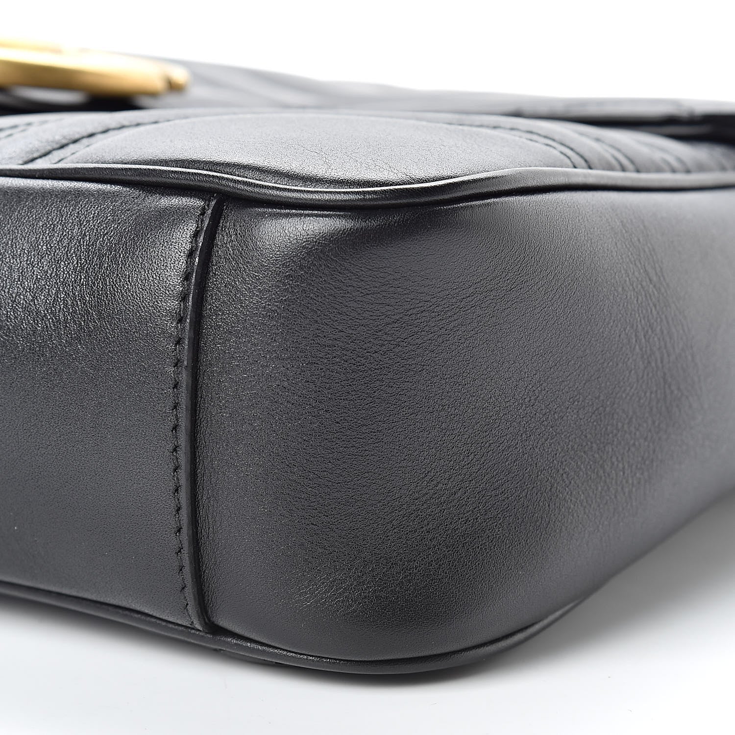 Gucci Calfskin Matelasse Medium GG Marmont Shoulder Bag Black 10 of 14