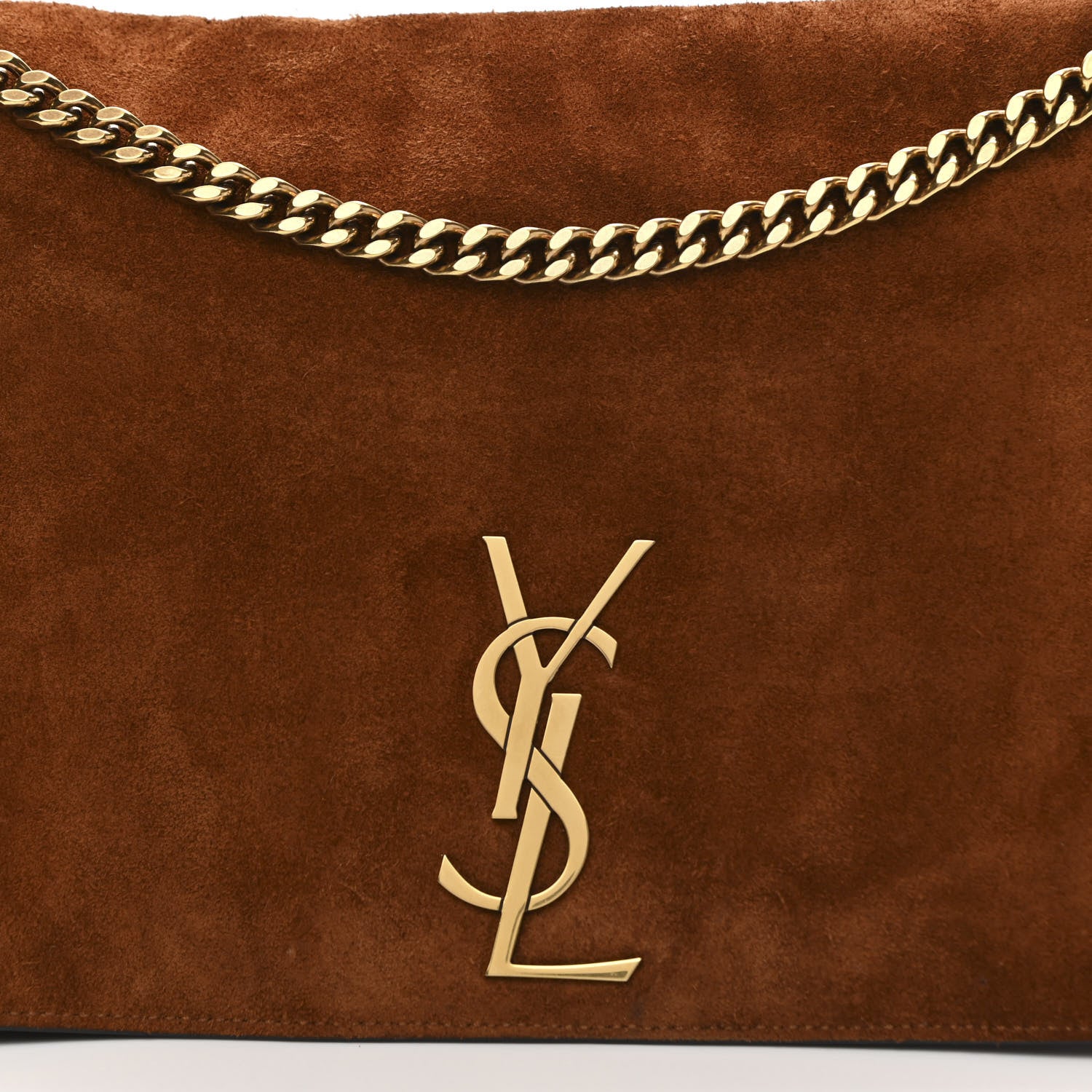 Saint Laurent Calfskin Crocodile Embossed Suede Medium Reversible Monogram Kate Satchel Military Taupe 12 of 19