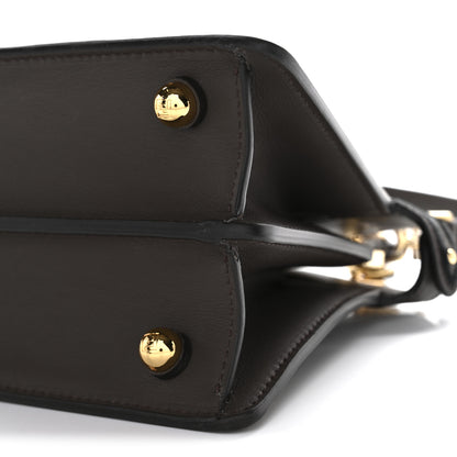 Fendi Vitello Seta Shiny Nappa Floral Embroidered Petite Peekaboo I SEE U Satchel Carbone Black 10 of 10