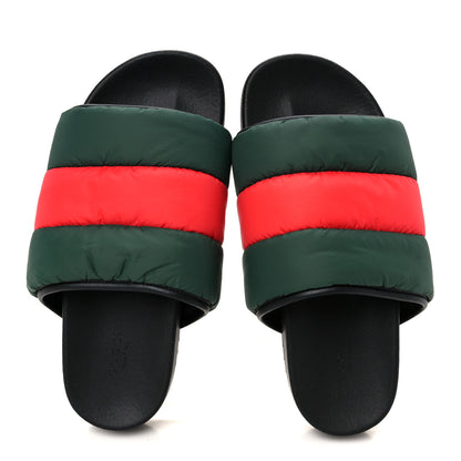 Gucci Nylon Web Womens Slide Sandals 40 Black Green Red 2 of 11