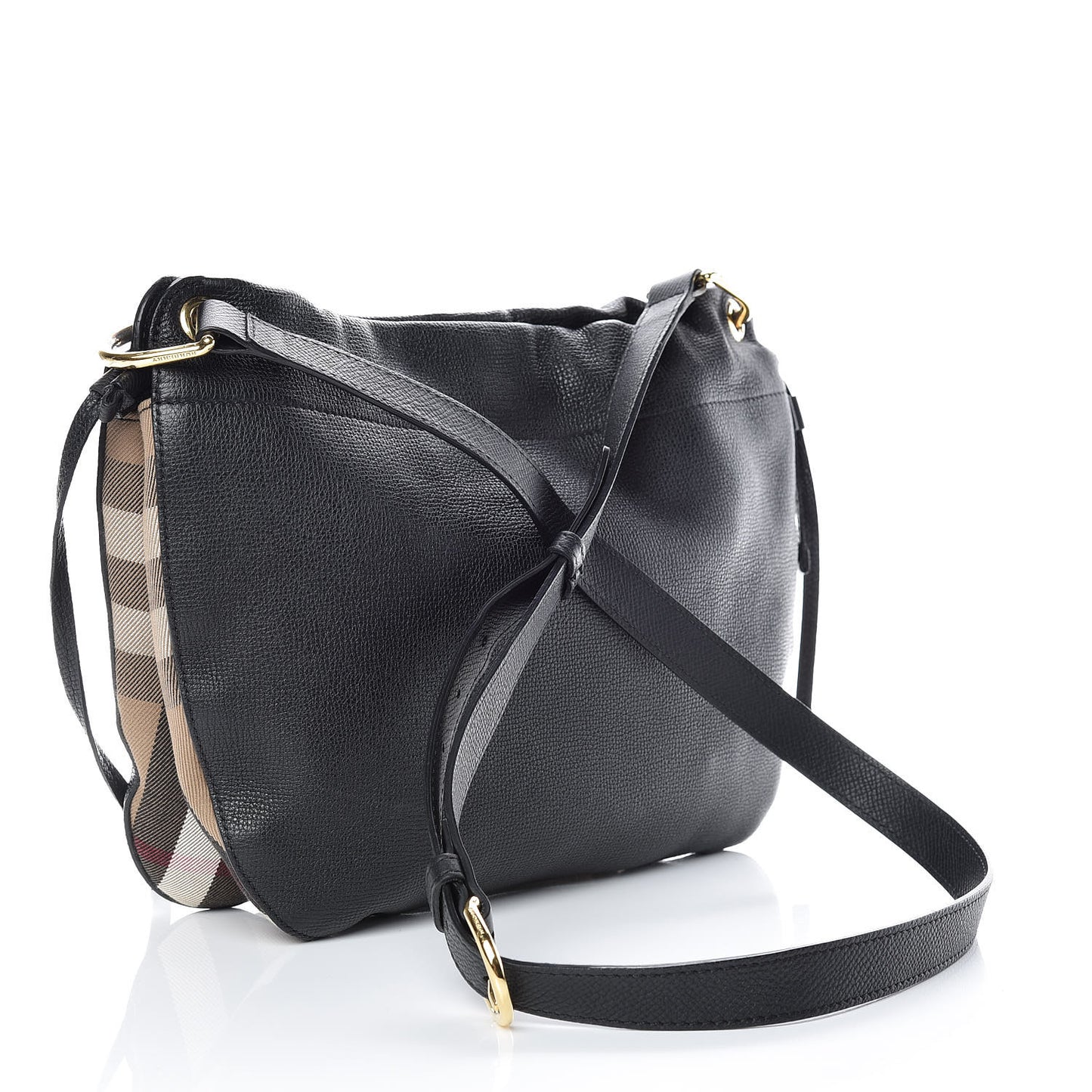 Grainy Calfskin House Check Small Bingley Black