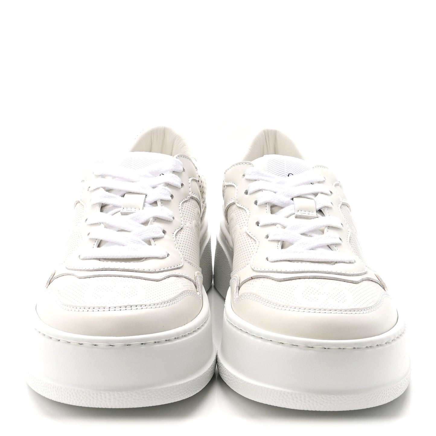 Calfskin GG Tennis Embossed Perforated Womens Platform 55mm Sneakers 36 Great White