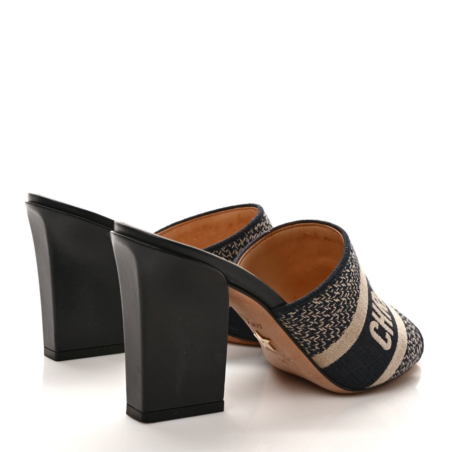 Christian Dior Cotton Embroidered Dway 85mm Slide Sandals 36 Deep Blue 4 of 8
