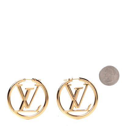 Louis Vuitton Metal Louise Hoop Earrings Gold 2 of 5