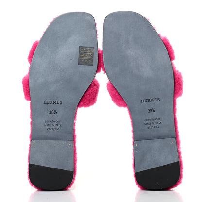 Hermes Woolskin Oran Sandals 36.5 Rose Fuchsia 4 of 4