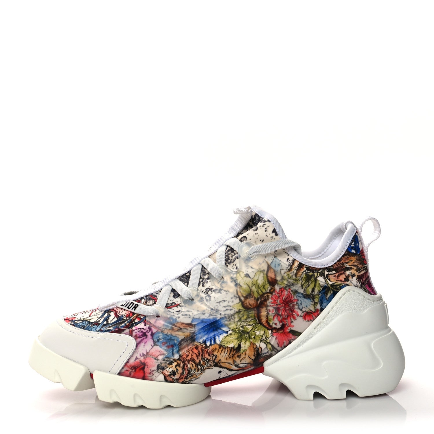 Christian Dior Neoprene Rubber Champetre Print Womens D-Connect Sneakers 37 White Multicolor 1 of 9