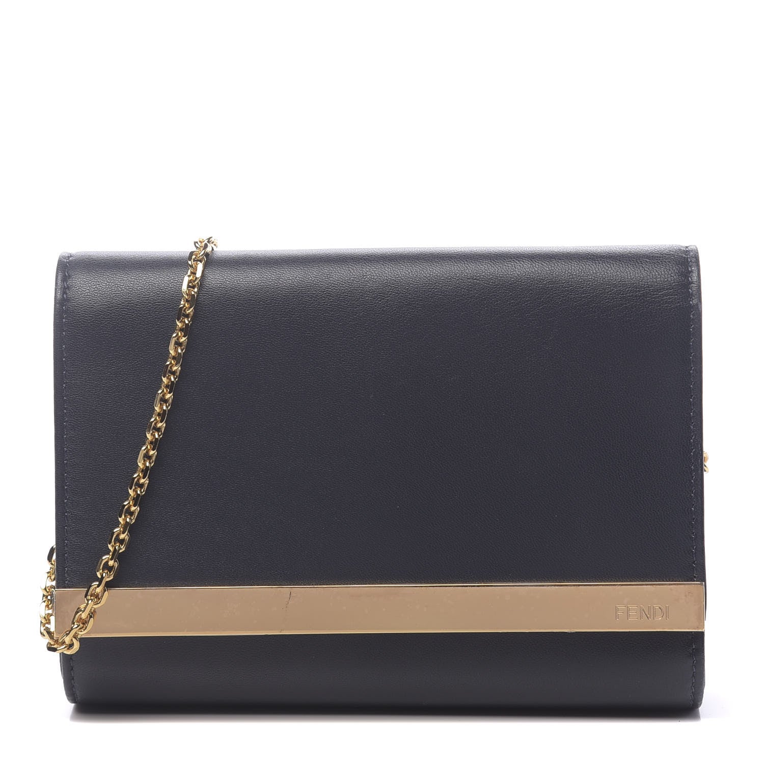 Fendi Shiny Nappa Mini Rush Clutch Navy 1 of 10