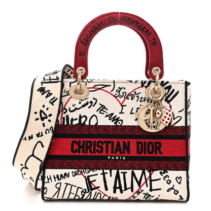 Christian Dior Canvas Medium DiorAmour Graffiti Lady D-Lite Latte 1 of 9