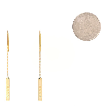 Gucci 18K Yellow Gold Logo Bar Drop Earrings 2 of 4