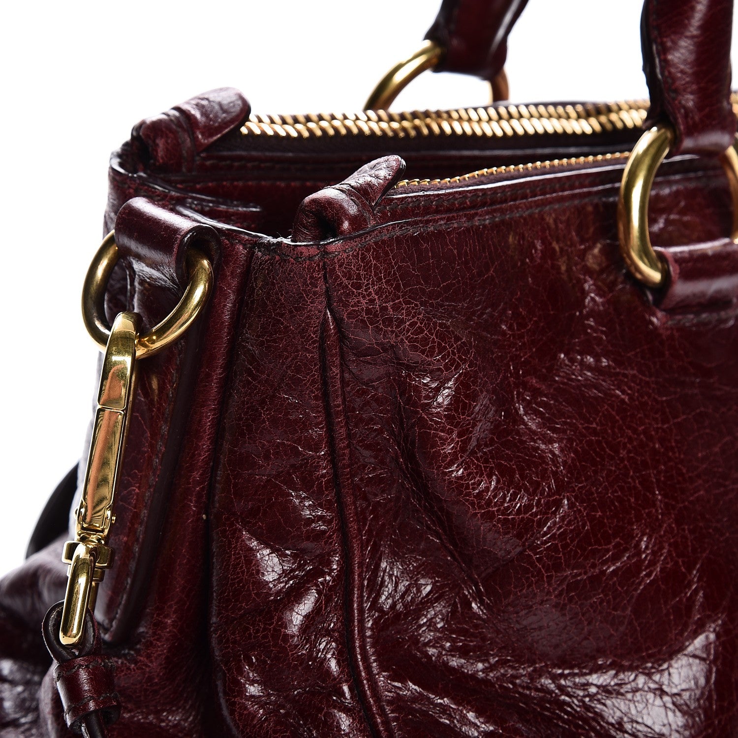 Miu Miu Vitello Shine Double Zip Tote Amaranth 10 of 18