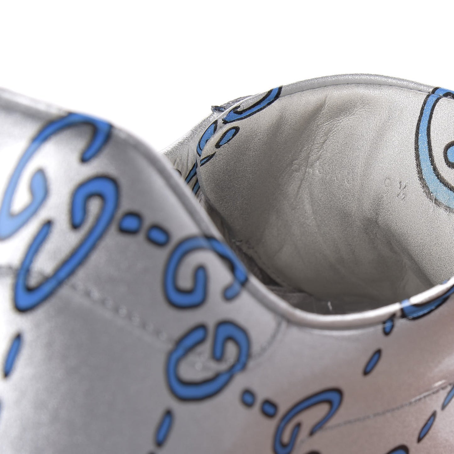 Miro Rubber Wax GucciGhost Print Mens New Ace Sneakers 8.5 Silver