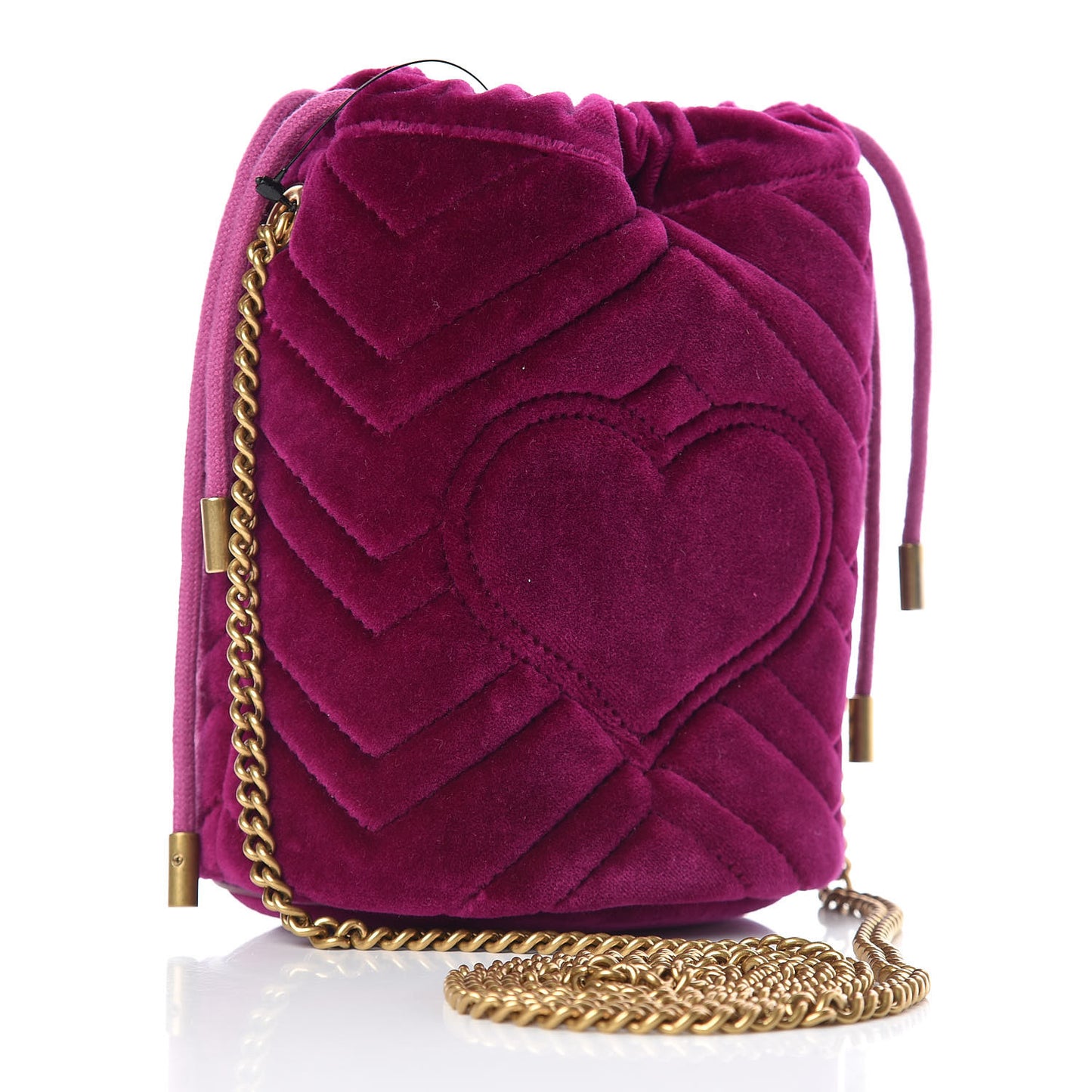 Velvet Matelasse Mini GG Marmont 2.0 Bucket Bag Fuchsia Violet Cyclamen