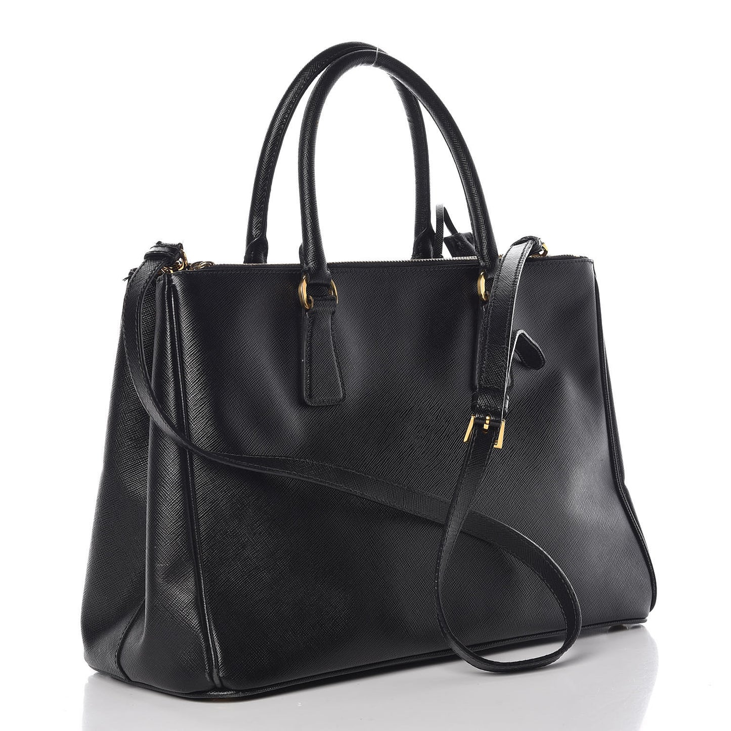 Saffiano Medium Galleria Double Zip Tote Black