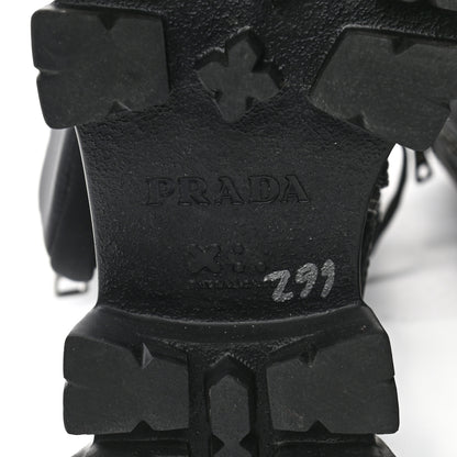 Prada Spazzolato Rois Re-Nylon Metal Triangle Logo Monolith Pouch Pocket 55mm Tall Combat Boots 36.5 Black 6 of 8