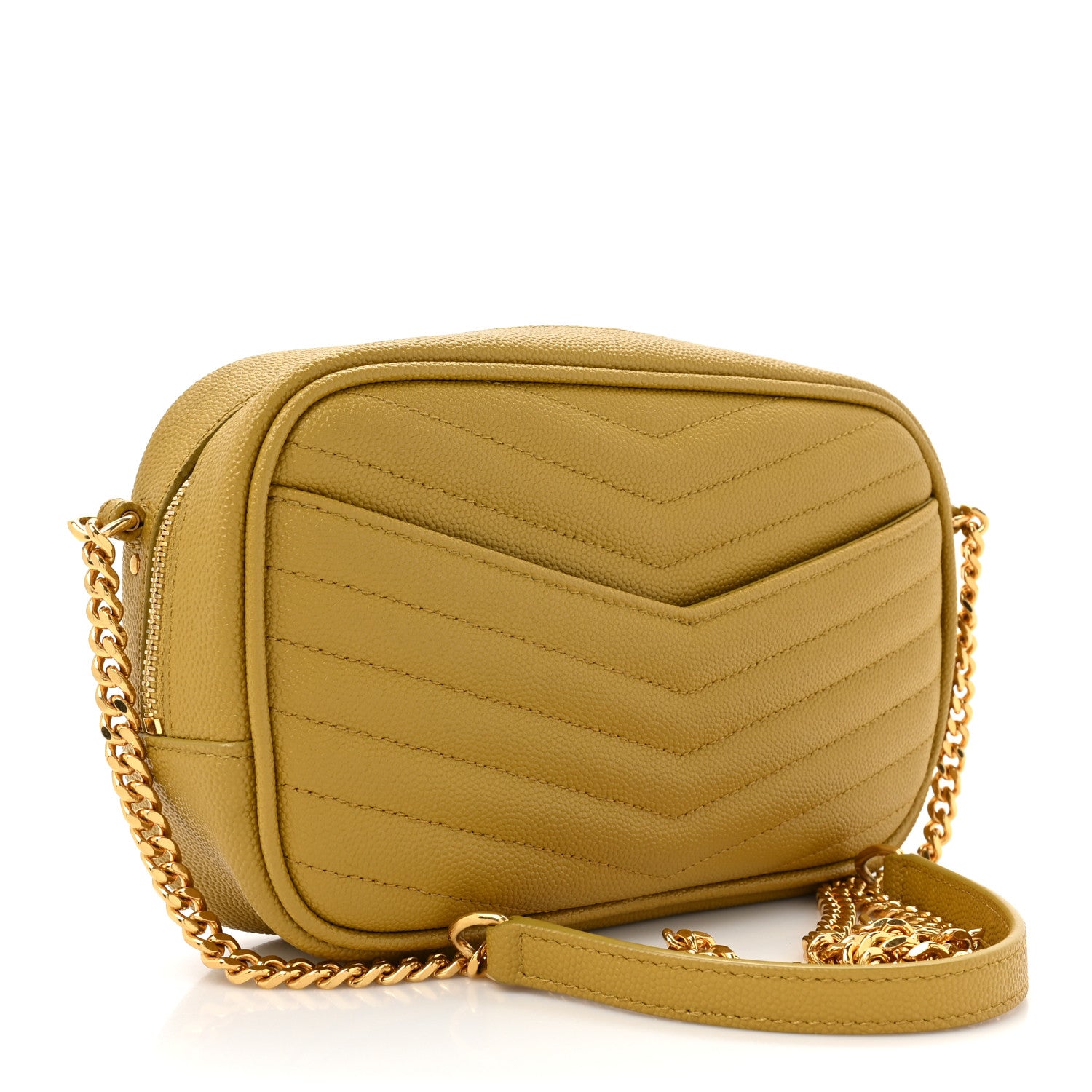 Saint Laurent Grain De Poudre Matelasse Monogram Mini Lou Camera Bag Light Chartreuse 3 of 11
