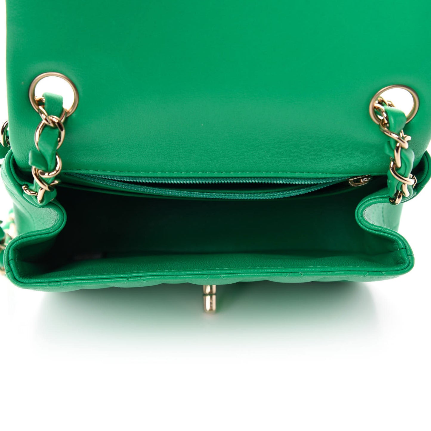 Lambskin Quilted Mini Square Flap Green
