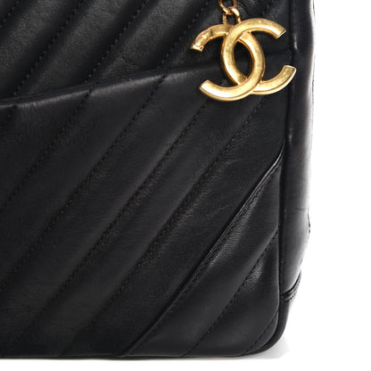 Chanel Lambskin Chevron Quilted Camera Case Black 8 of 8