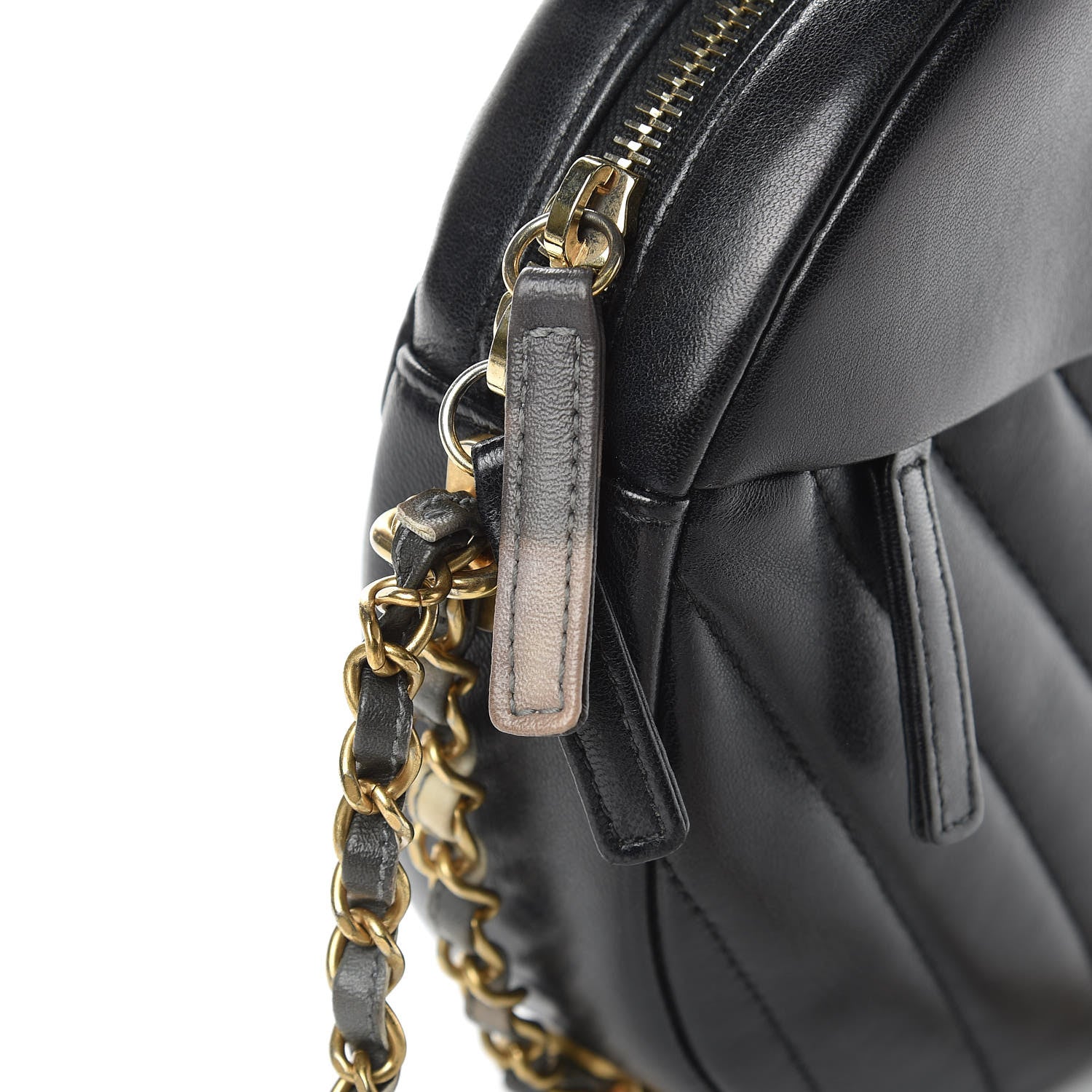 Chanel Lambskin Chevron Quilted Round Evening Bag Black 8 of 12
