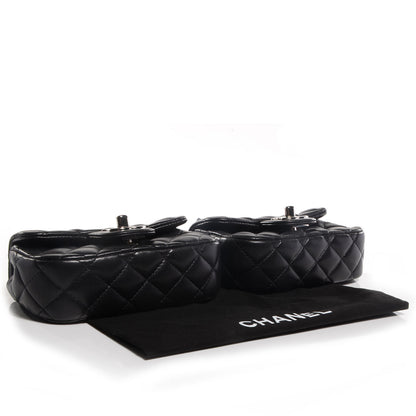 Chanel Lambskin Quilted Double Mini Flap Crossbody Black 4 of 9