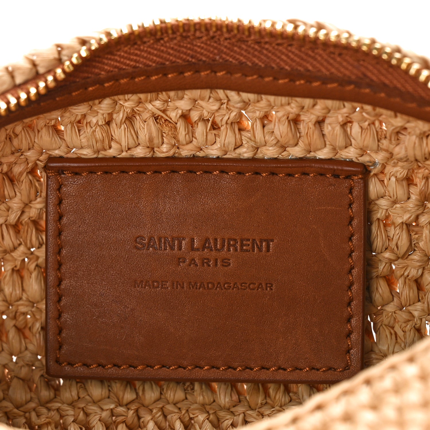 Saint Laurent Raffia Monogram Cassandre Small Cylindric Natural Brick 6 of 8
