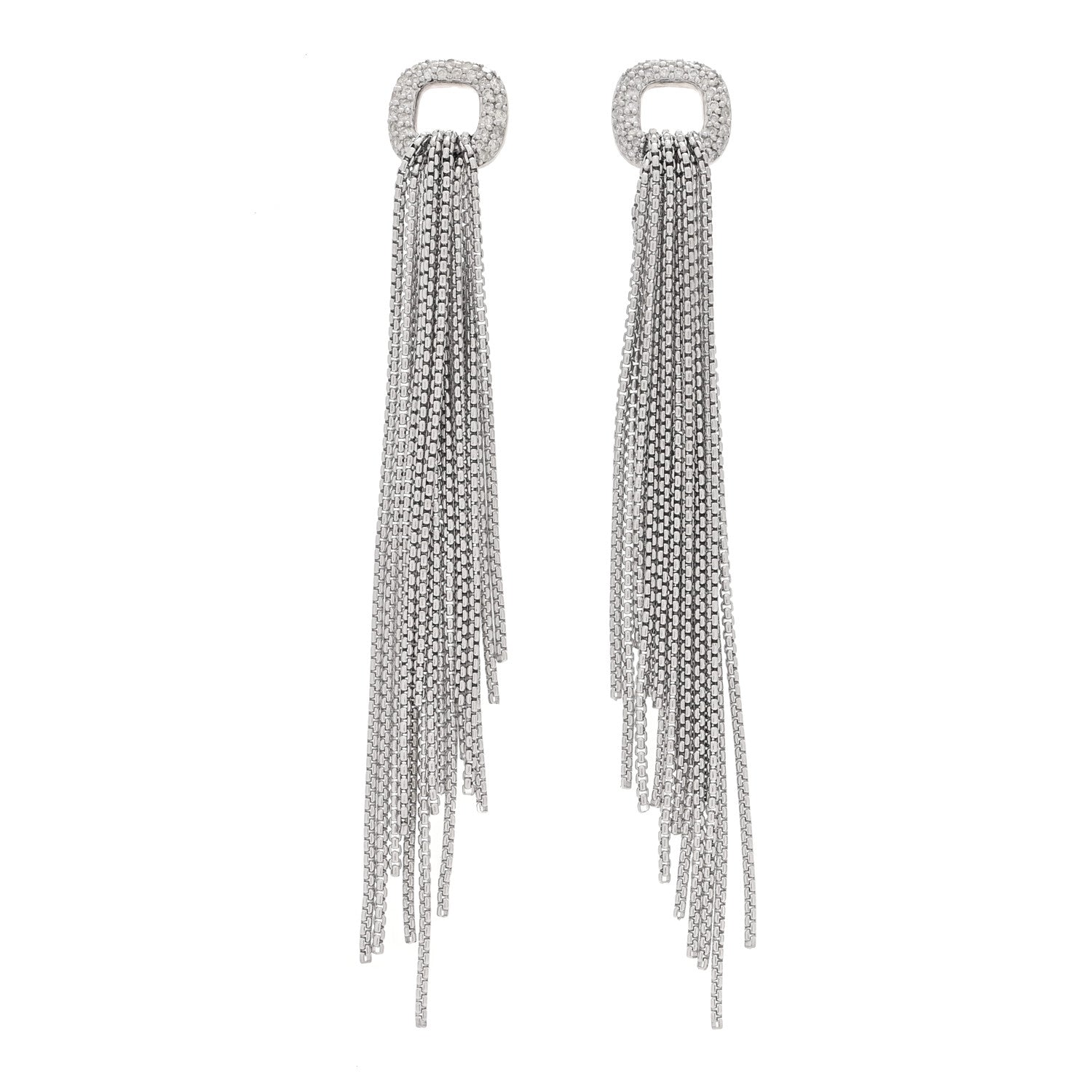 David Yurman Sterling Silver Diamond Tassel Drop Earrings 1 of 4