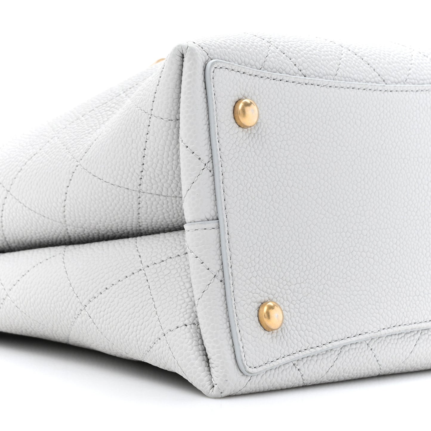 Grained Calfskin Stitched Small Drawstring Bag Grey
