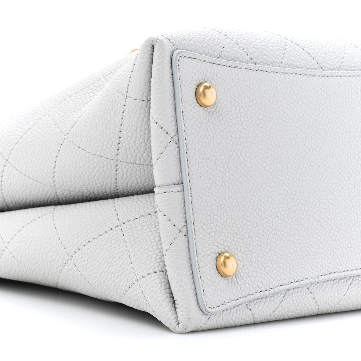 Chanel Grained Calfskin Stitched Small Drawstring Bag Grey 10 of 12