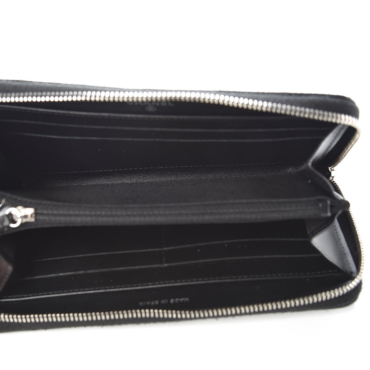 Caviar Quilted Large Gusset Zip Around Wallet Black