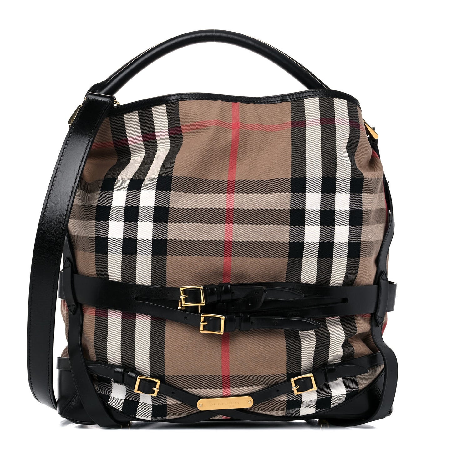 House Check Bridle Calfskin Medium Gosford Hobo Black