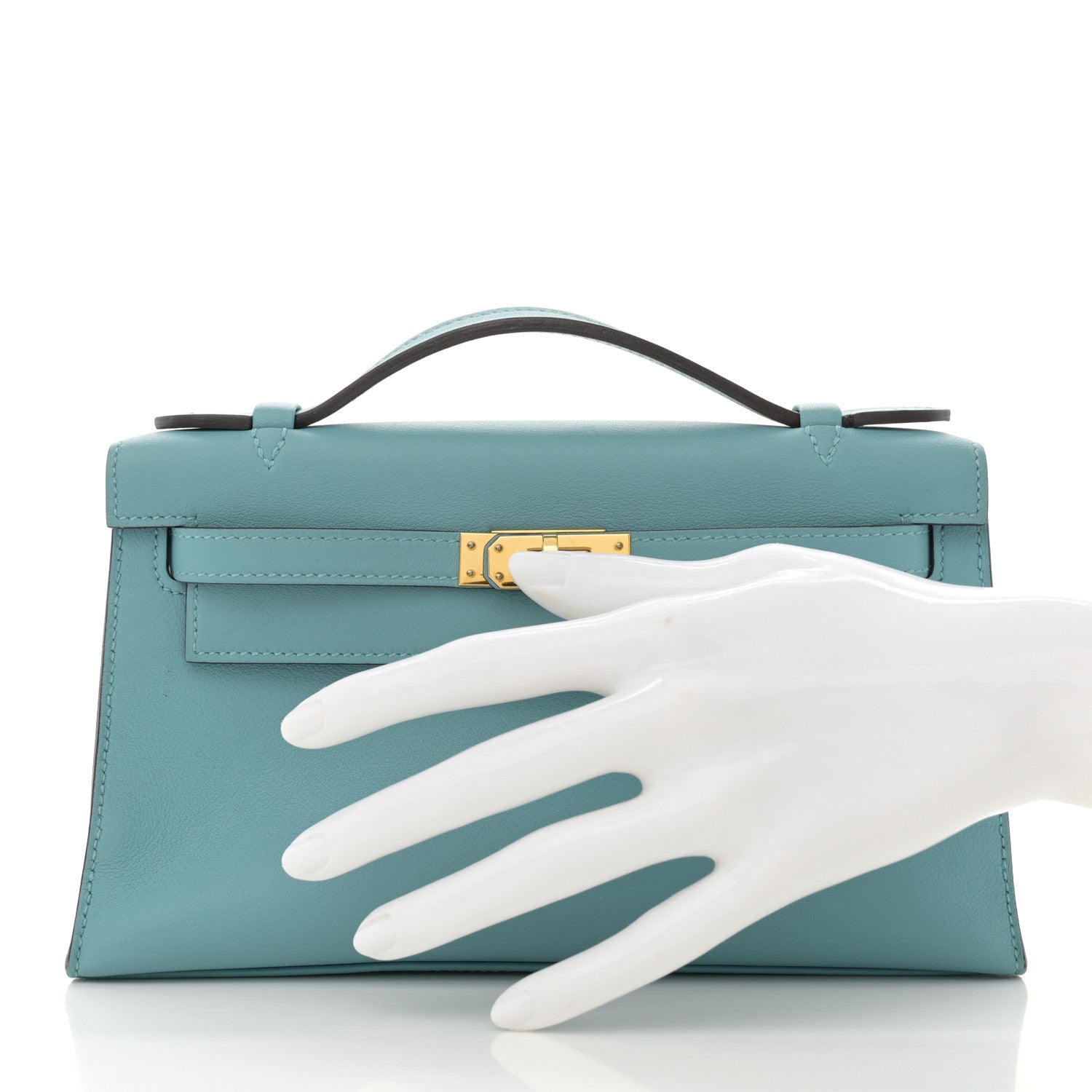 Hermes Swift Kelly Pochette Clutch Bleu Saint Cyr 2 of 13