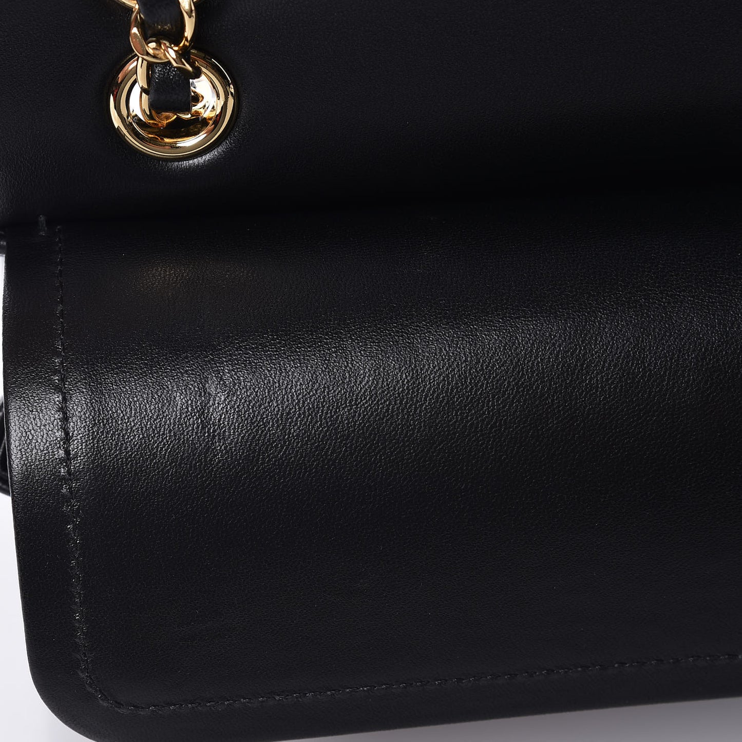 Lambskin Resin Glitter Medium Double Flap Black Pink