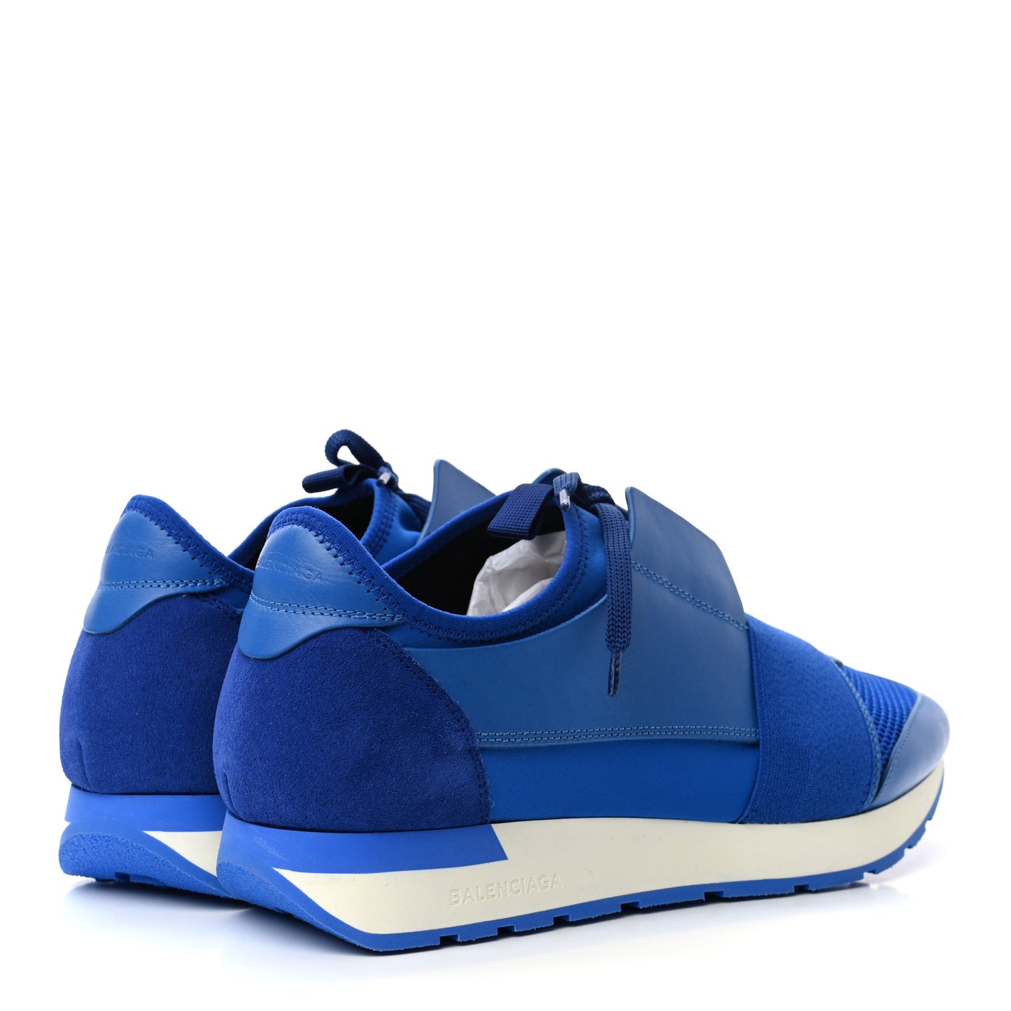Mesh Calfskin Neoprene Suede Mens Race Runner Sneakers 43 Bleu
