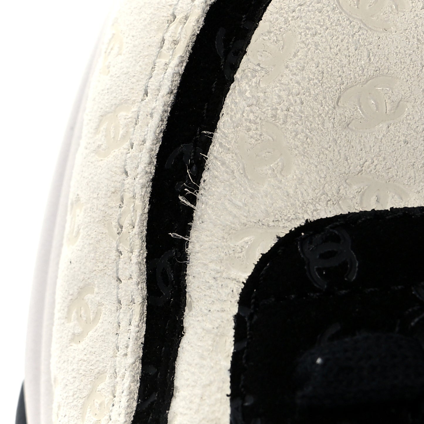 Suede Calfskin Womens CC Printed Sneakers 38.5 White Black