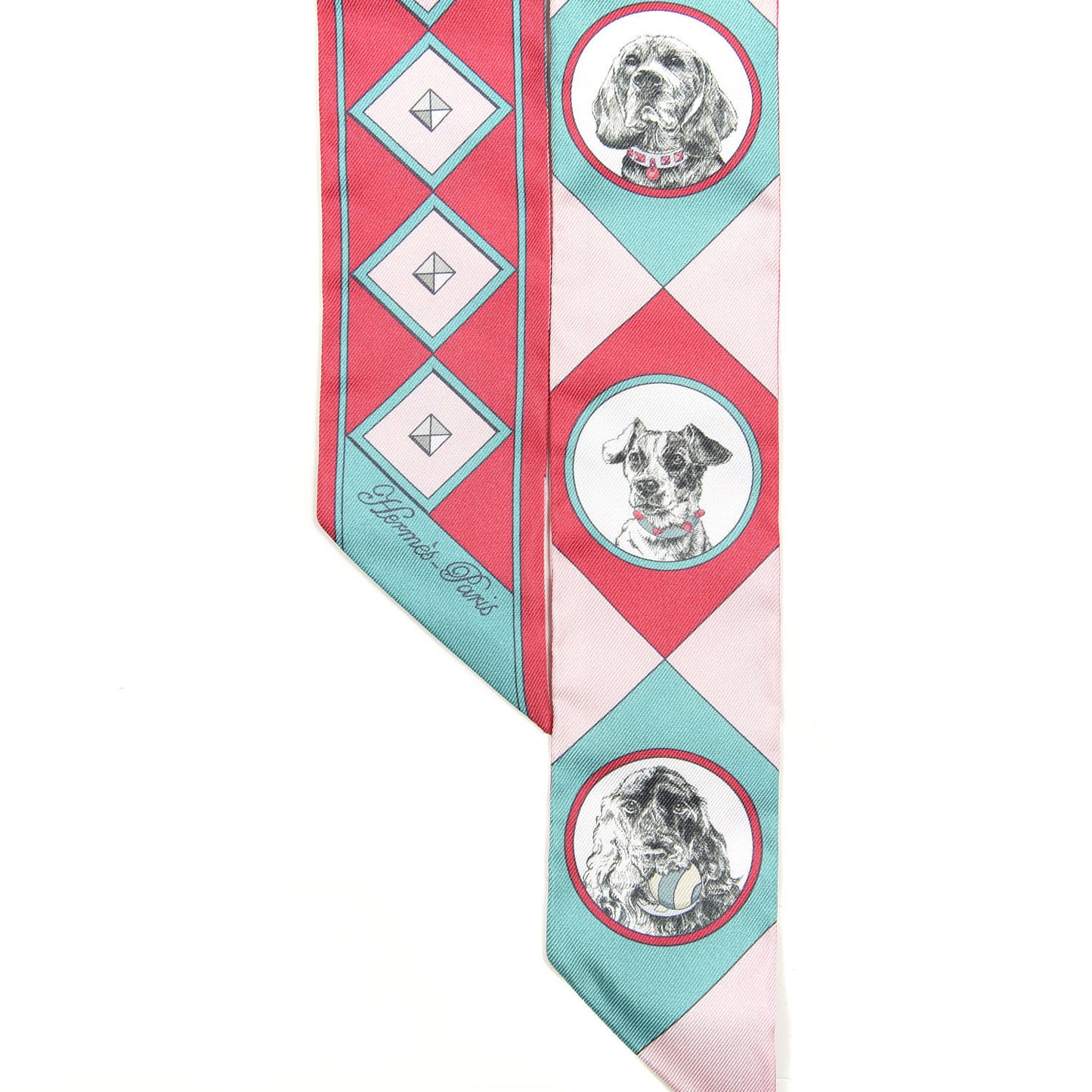 Silk Colliers Et Chiens Twilly Framboise Vert Rose