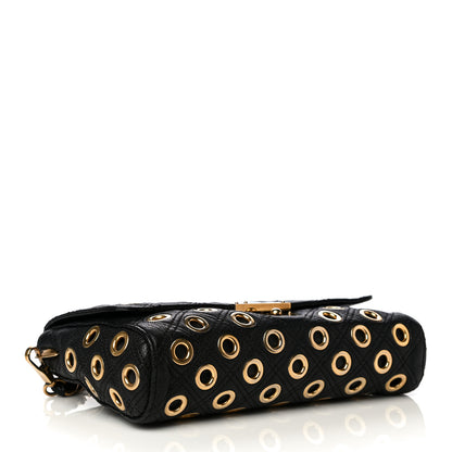 Marc Jacobs Goatskin Quilted Grommet Gotham Eyelet Shoulder Bag Black 4 of 12