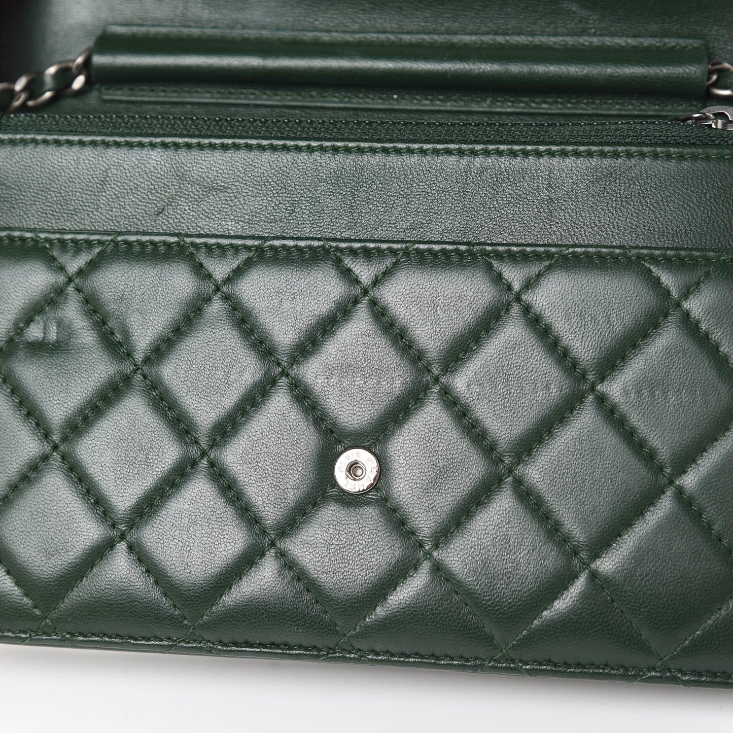 Lambskin Quilted Boy Wallet On Chain WOC Green