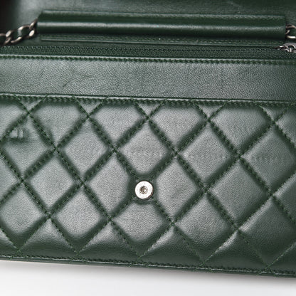 Chanel Lambskin Quilted Boy Wallet On Chain WOC Green 15 of 17