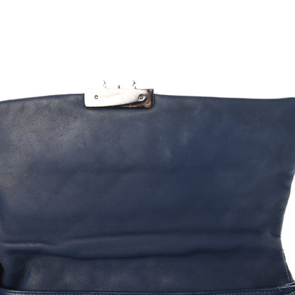 Christian Dior Lambskin Cannage Large New Lock Flap Bag Blue 8 of 17