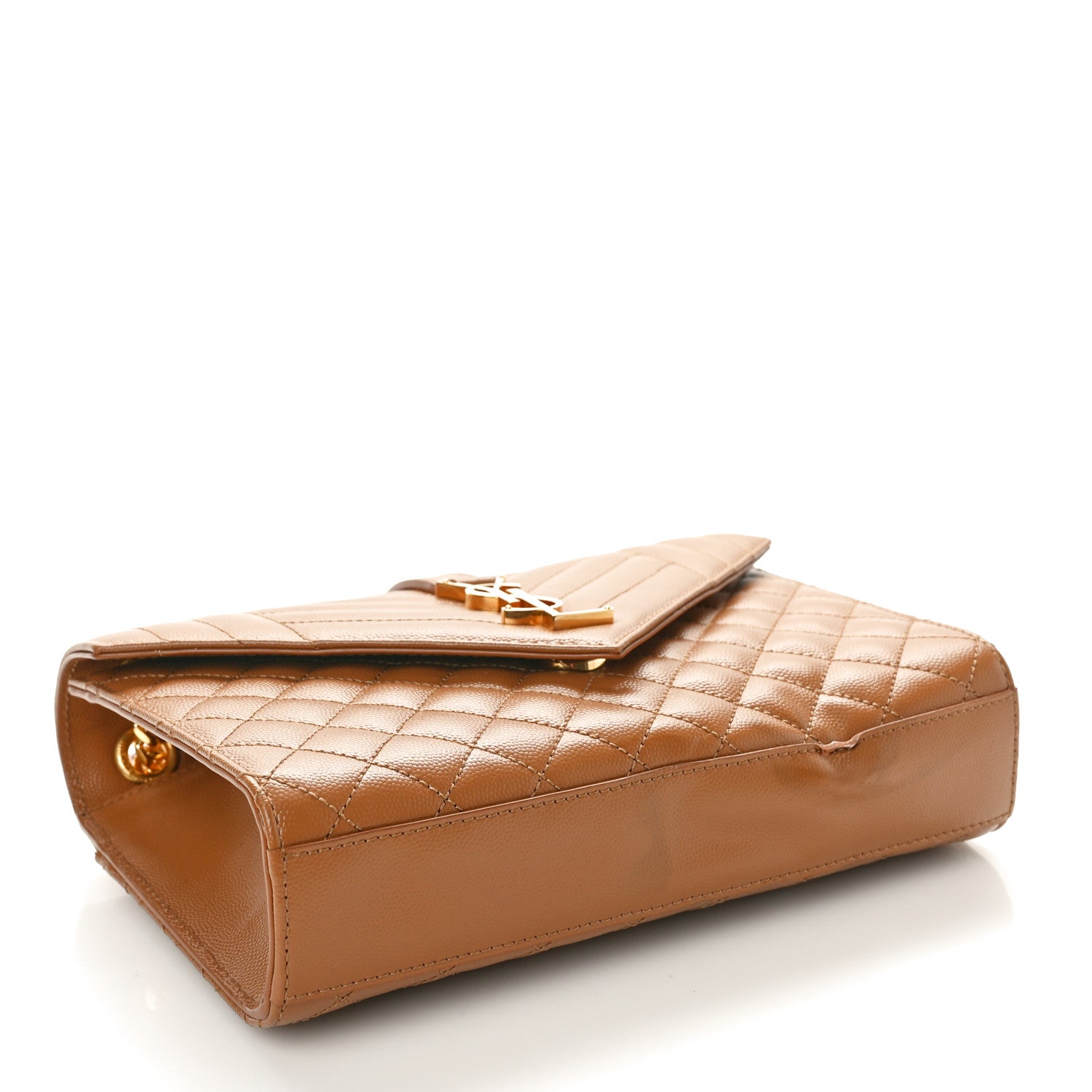 Saint Laurent Grain De Poudre Textured Mixed Matelasse Medium Triquilt Monogram Satchel Dark Cork 4 of 11