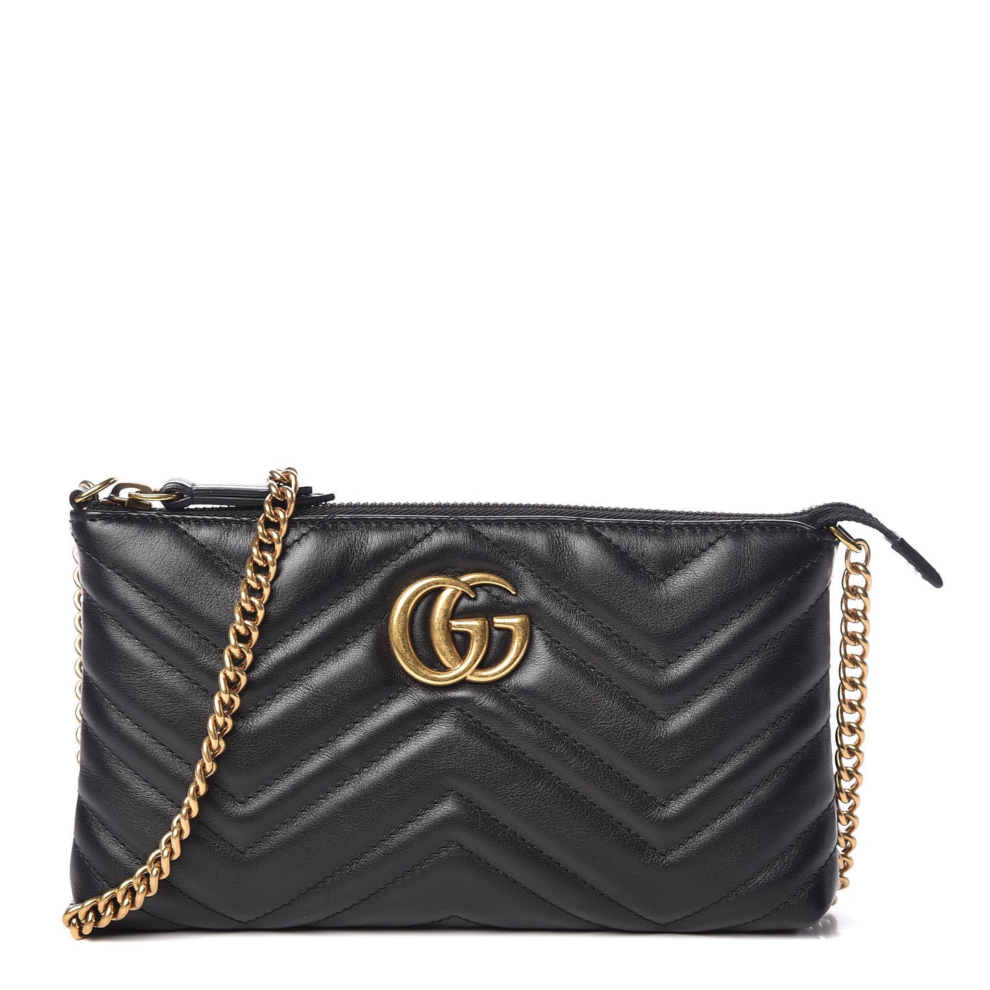 Calfskin Matelasse Mini GG Marmont Chain Bag Black