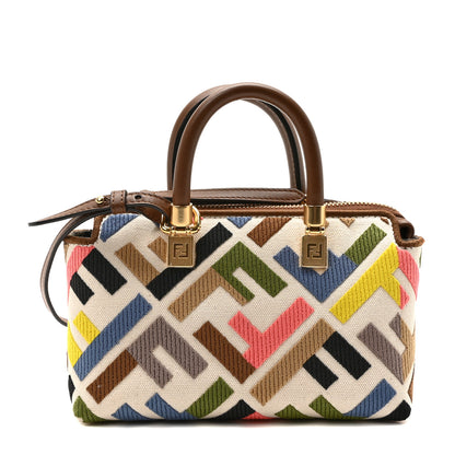 Fendi Canvas Vitello FF Multicolor Embroidered Mini By The Way Top Handle Boston Bag Multicolor 1 of 10