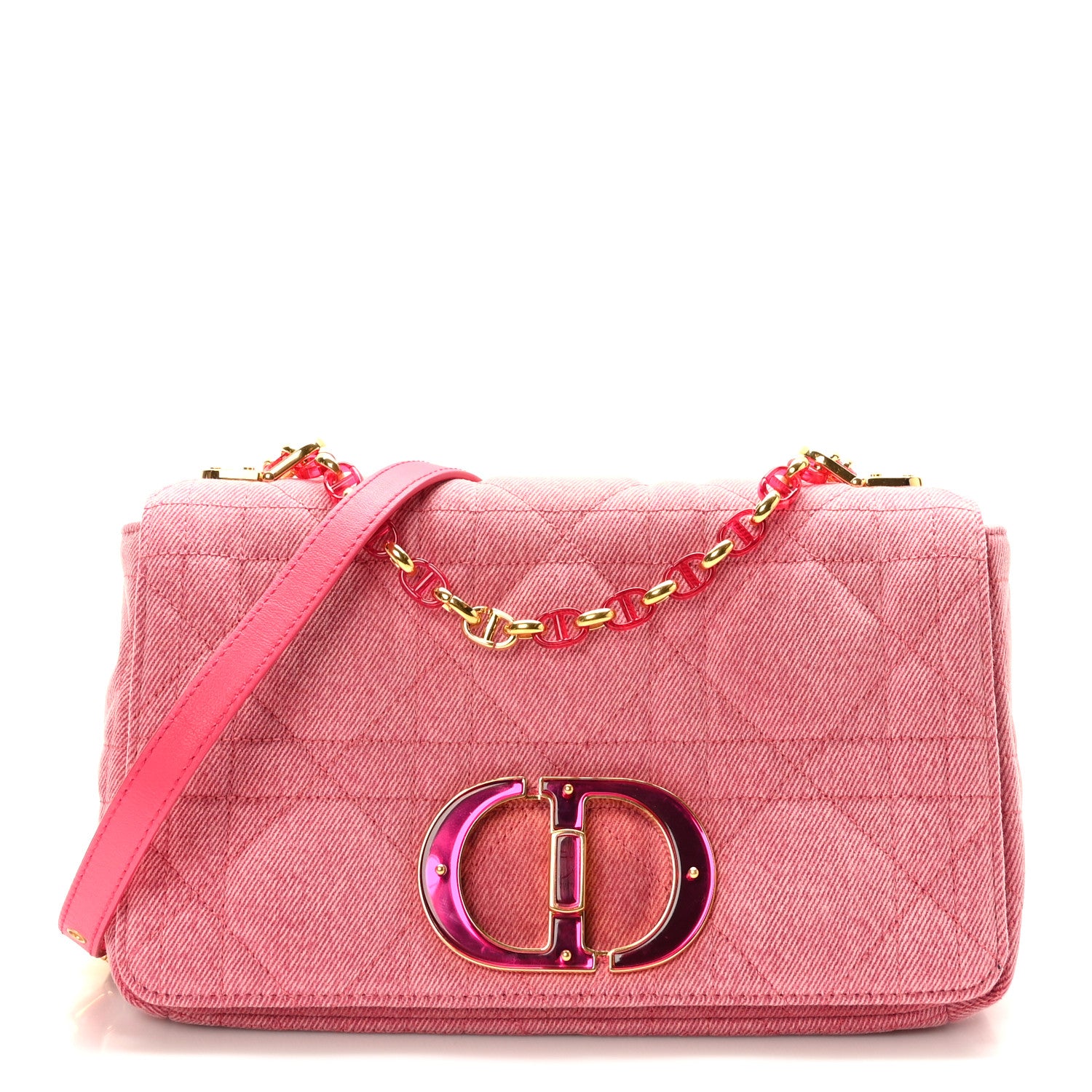 Christian Dior Denim Macrocannage Medium Caro Bag Fuchsia Multicolor 1 of 9