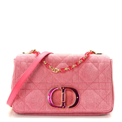 Christian Dior Denim Macrocannage Medium Caro Bag Fuchsia Multicolor 1 of 9