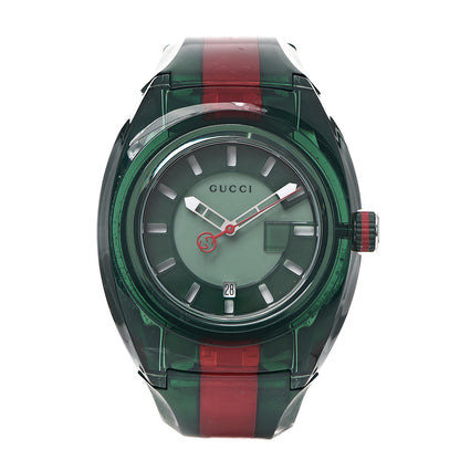 Gucci Stainless Steel Rubber 46mm Sync Web Quartz Watch Green 1 of 7