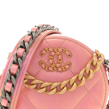 Chanel Iridescent Calfskin Quilted Chanel 19 Round Clutch With Chain Pink 8 of 10